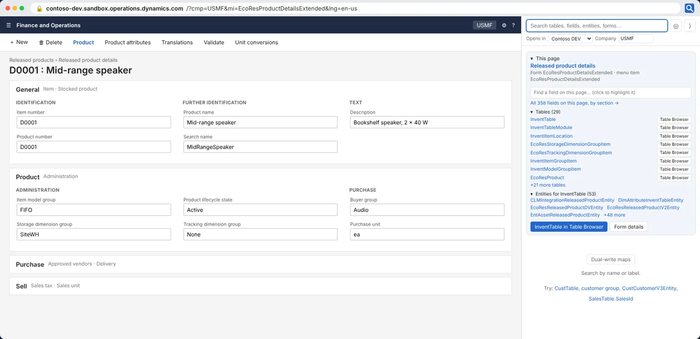 Environment hop: the same page opened in another environment